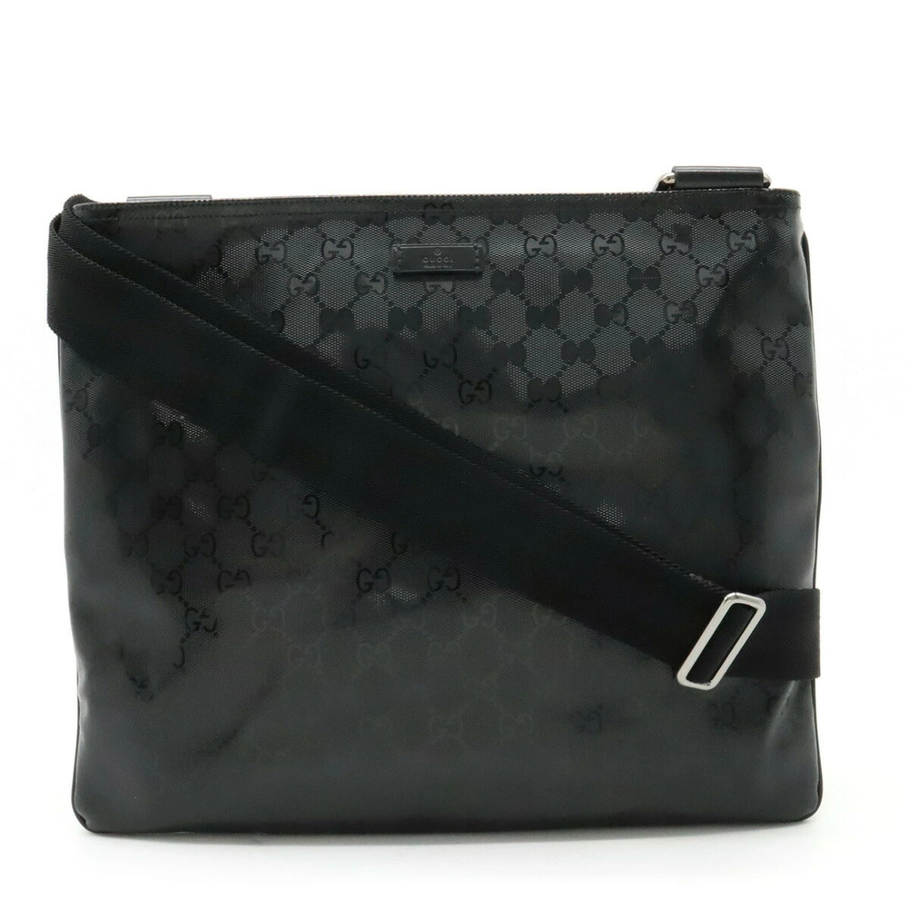 Gucci GG Imprime Crossbody Bag Gusset Leather Black